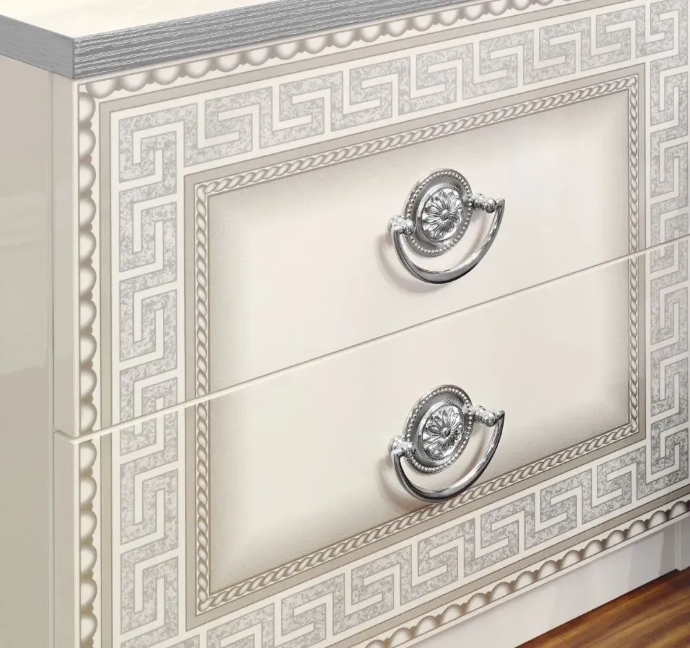 Aida Double Pedestal Dressing Table - White, Silver