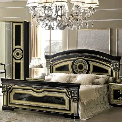 Aida Italian Bed - Black, Gold image