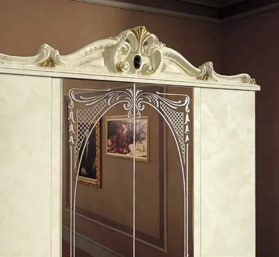 Camel Barocco 4 Door Wardrobe with Mirrors - Ivory