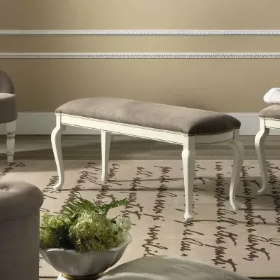 Camel Nostalgia Padded Bench - Bianco Antico, Italian Leather image