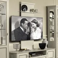 Giotto TV Wall Panel with Glass Shelf - Bianco Antico