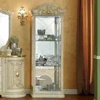Leonardo 1 Door Vitrine - Ivory, Gold