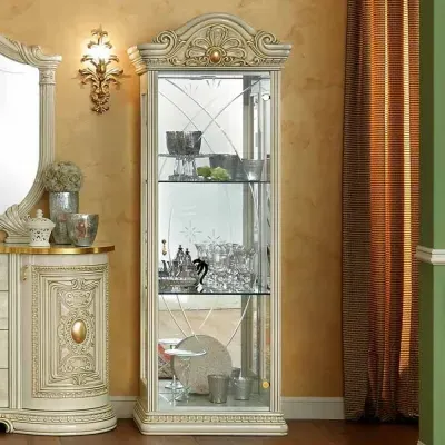 Leonardo 1 Door Vitrine - Ivory, Gold image