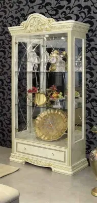 Leonardo 2 Door Vitrine - Ivory, Gold image