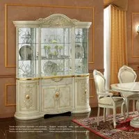 Leonardo 4 Door Display Cabinet - Ivory, Gold