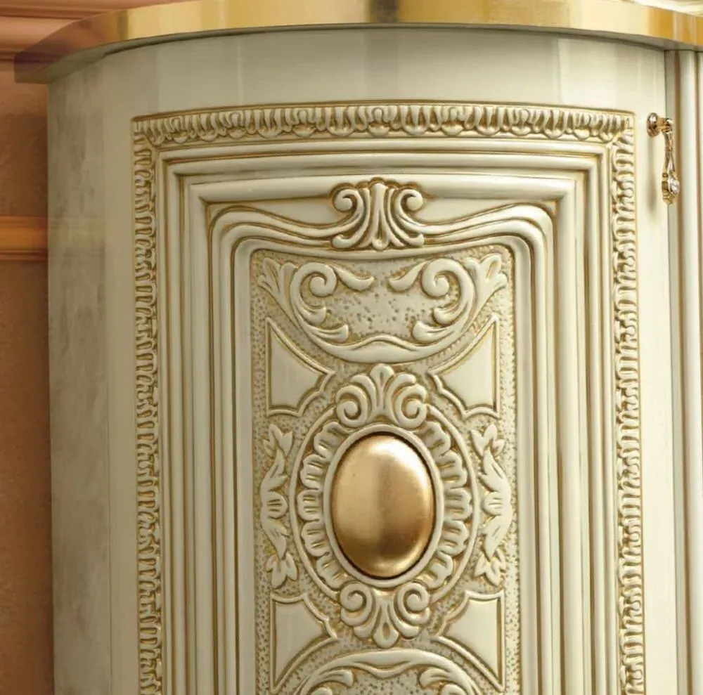Leonardo Corner Cabinet - Ivory, Gold