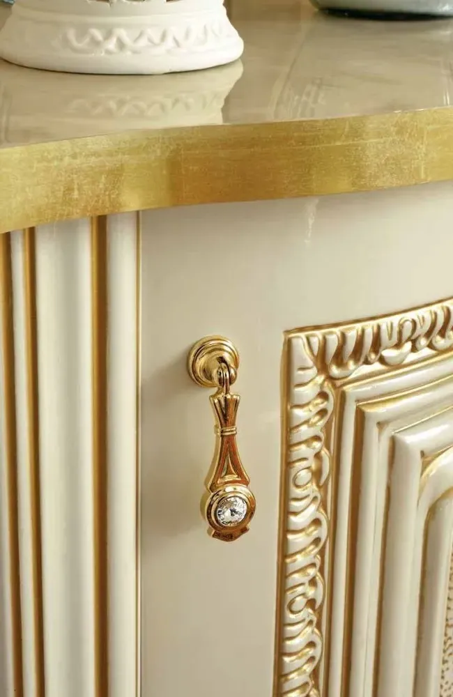 Leonardo Corner Cabinet - Ivory, Gold