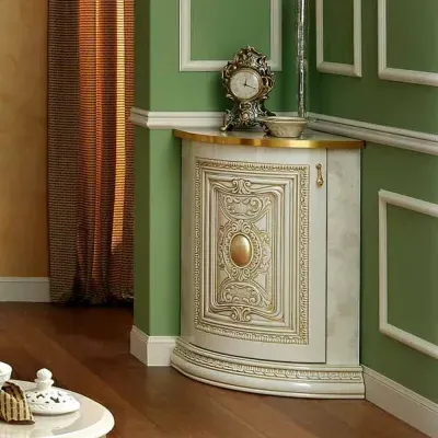 Leonardo Corner Cabinet - Ivory, Gold image