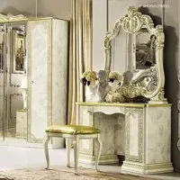 Leonardo Double Pedestal Dressing Table - Ivory, High Gloss