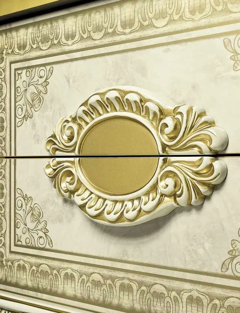 Leonardo Italian 2 Drawer Bedside Cabinet - Ivory, High Gloss