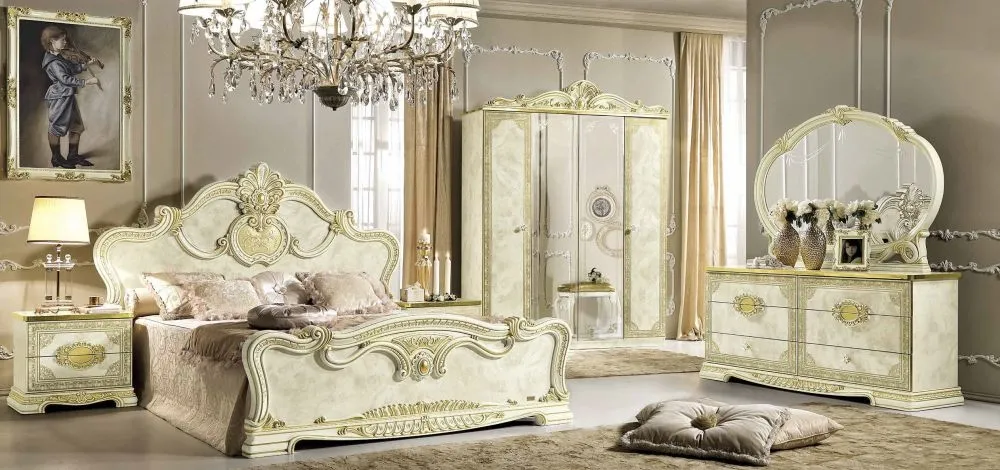 Leonardo Italian Bed - Ivory, High Gloss