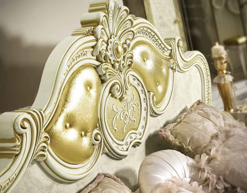 Leonardo Italian Upholstered Bed - Ivory, High Gloss