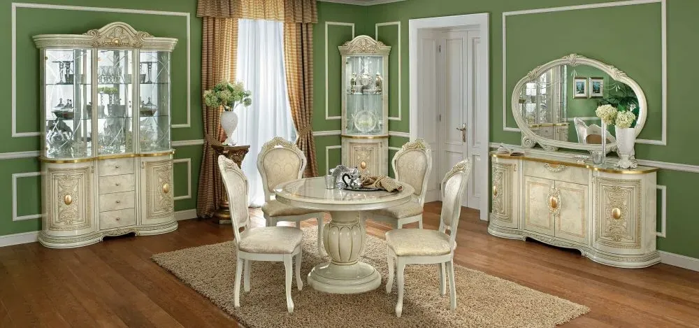 Leonardo Round Extending Dining Set with Chairs - Ivory, Gloss