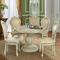 Leonardo Round Extending Dining Set with Chairs - Ivory, Gloss