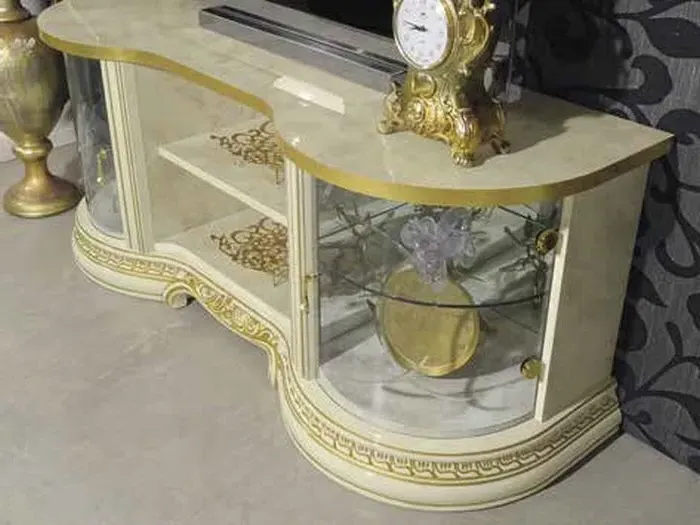 Leonardo TV Unit - Ivory, Gold