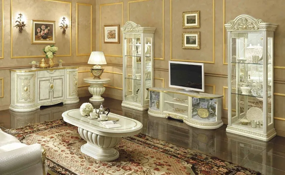 Leonardo TV Unit - Ivory, Gold