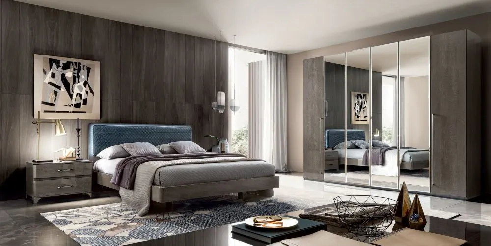 Maia 6 Door Wardrobe with Mirror - Silver Birch