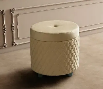 Modum Ambra Round Pouf - Sand Birch