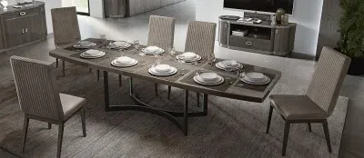 Modum Armonia Dining Set with Flute Fabric Chair - Silver Birch