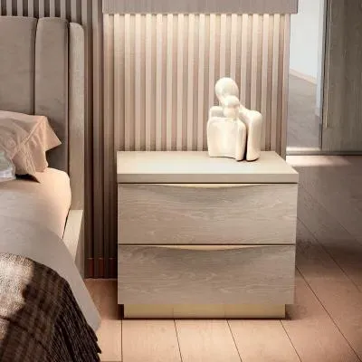 Modum Denali 2 Drawer Bedside Cabinet - Sand Birch