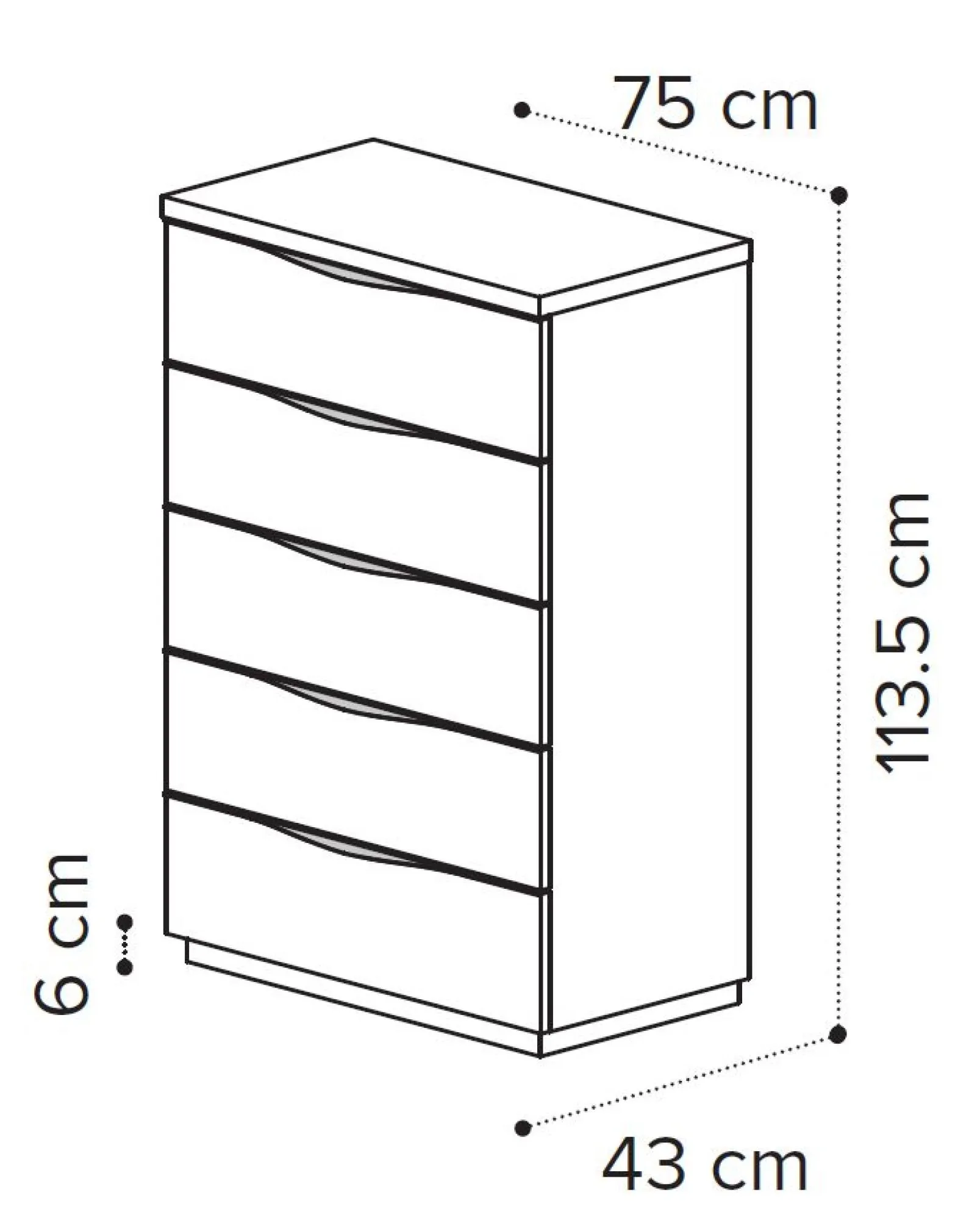 Modum Denali 5 Drawer Midi Chest - Silver Birch