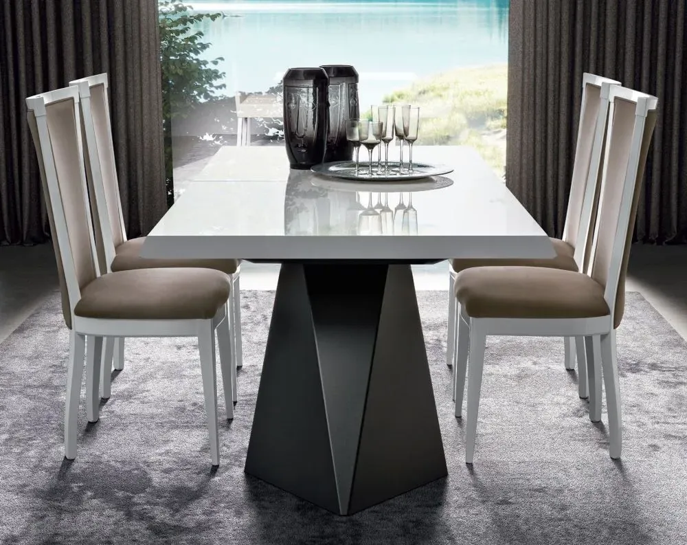 Modum Elite 4-6 Seater Extending Pedestal Dining Table - Bianco Antico