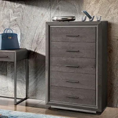 Modum Elite 5 Drawer Midi Chest - Silver Birch