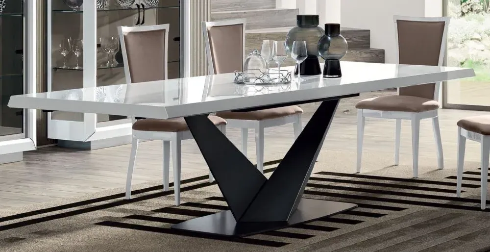 Modum Elite 6-8 Seater Extending Dining Table with V Base - Bianco Antico
