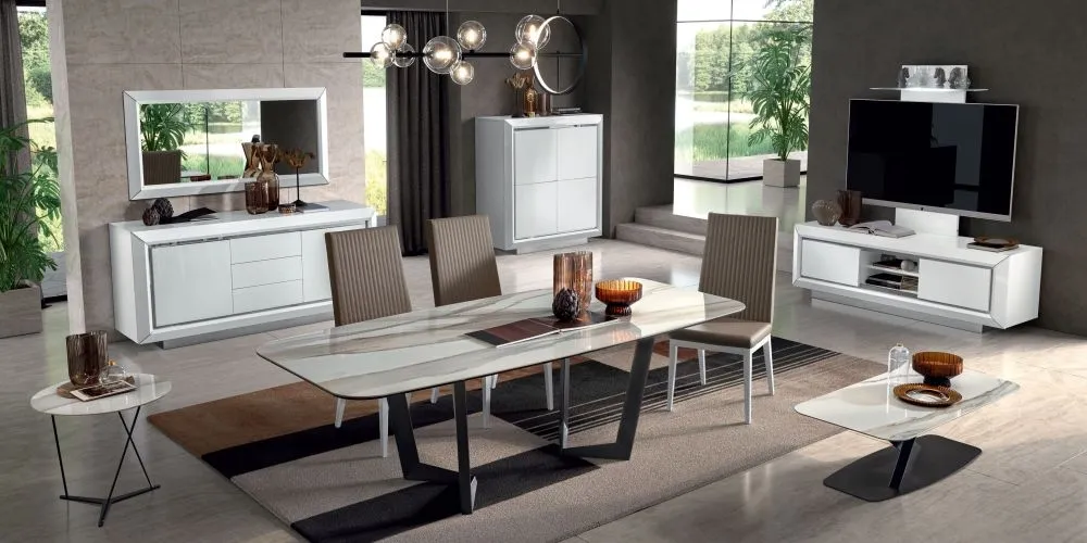 Modum Elite 8-10 Seater Dining Table - Calcatta Gold, Ceramic
