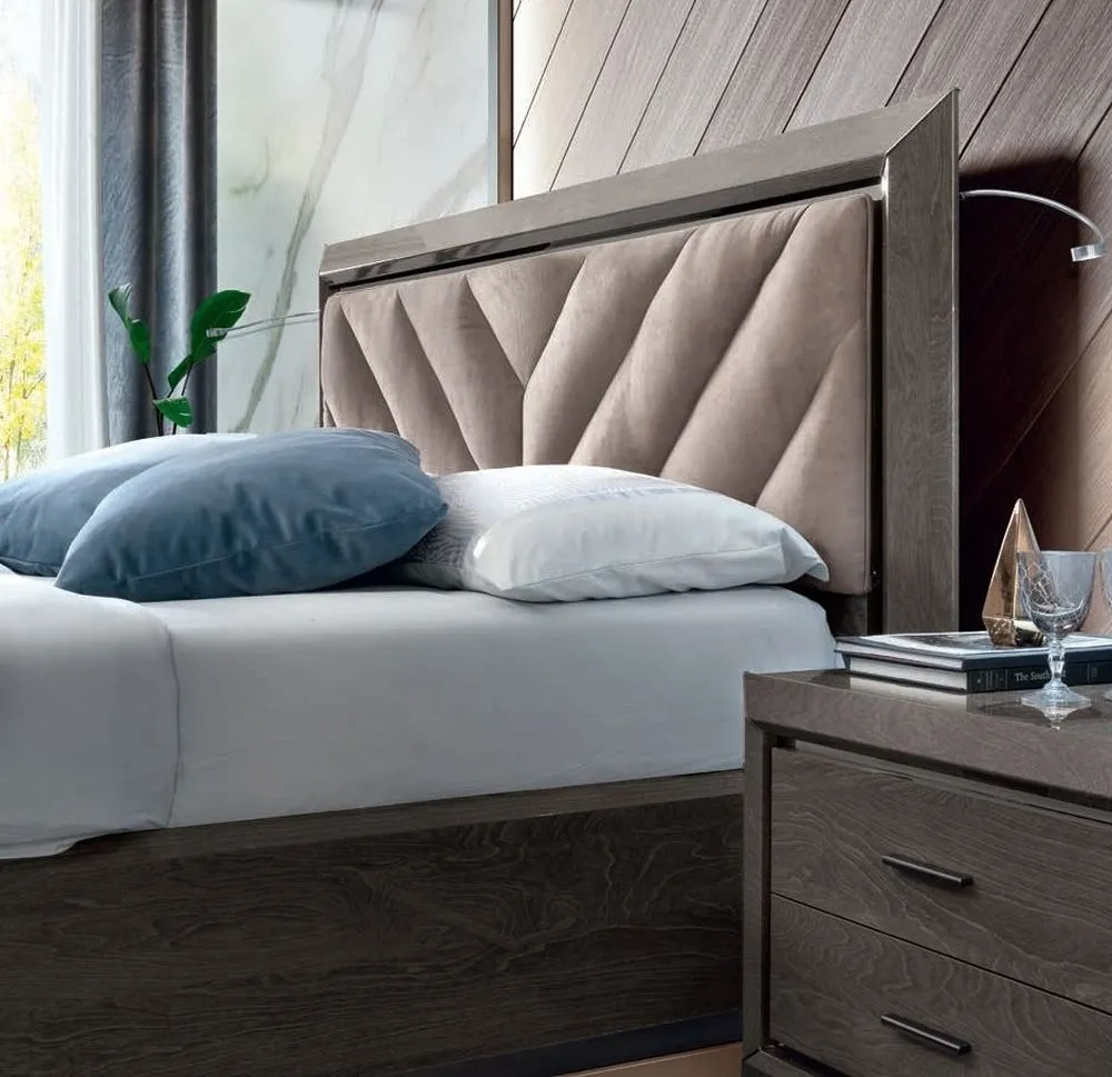 Modum Elite Bed Frame with Upholstered Headboard - Silver Birch