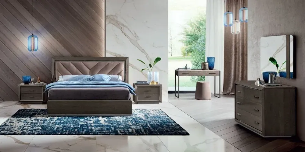 Modum Elite Bed Frame with Upholstered Headboard - Silver Birch