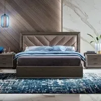 Modum Elite Bed Frame with Upholstered Headboard - Silver Birch