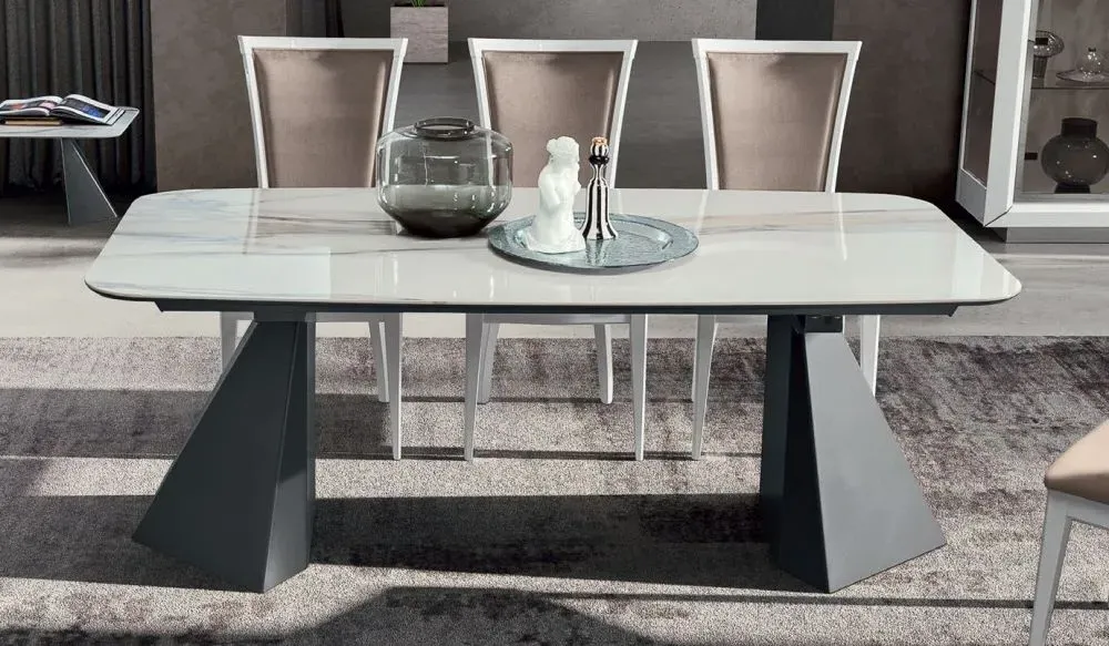 Modum Elite Bianco Antico 8-Seater Dining Table - Calcatta Gold