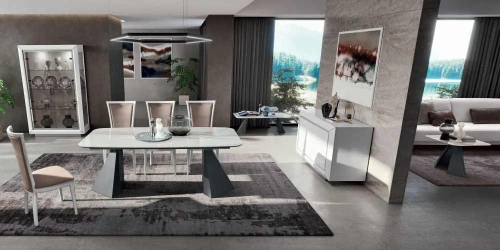 Modum Elite Bianco Antico 8-Seater Dining Table - Calcatta Gold