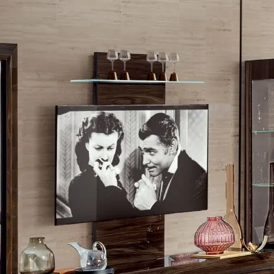 Modum Elite Wall TV Panel with Glass Shelf - Patrician Walnut