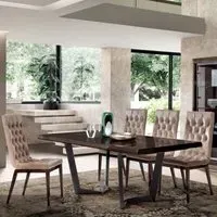 Modum Extending Dining Set with Capitonne Chairs - Patrician Walnut