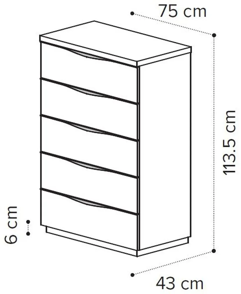 Modum Kharma 5 Drawer Midi Chest - White
