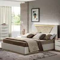 Modum Kharma Bed Frame with Cushion Headboard - White