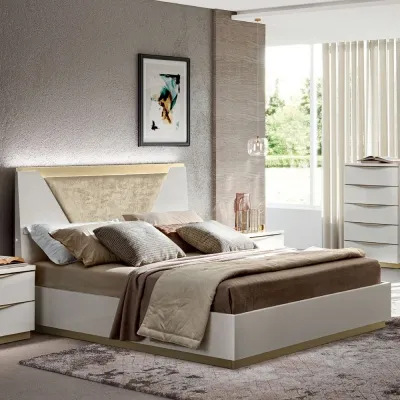 Modum Kharma Bed Frame with Cushion Headboard - White