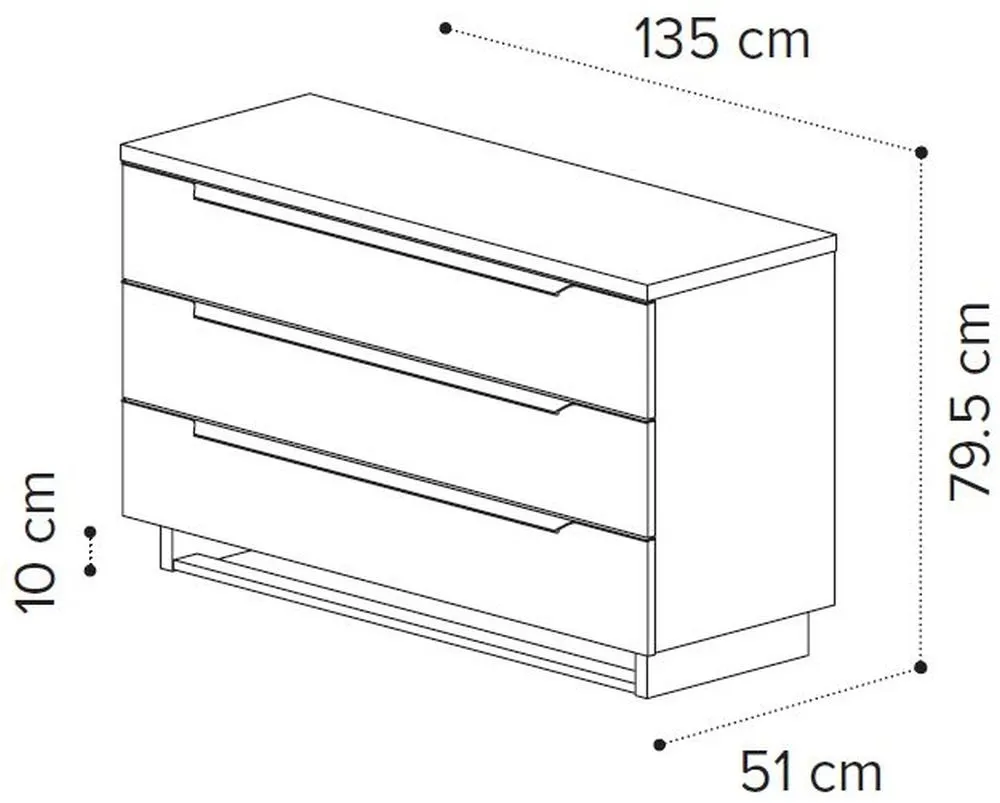 Modum Kimera 3 Drawer Chest - White Gloss