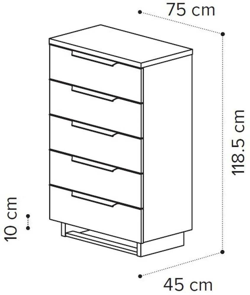 Modum Kimera 5 Drawer Midi Chest - White
