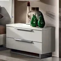 Modum Kimera Maxi 2 Drawer Bedside Cabinet - White Gloss