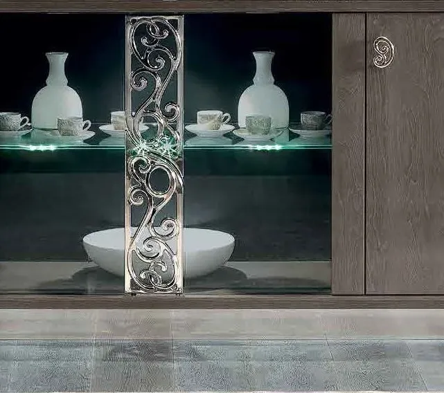 Modum Platinum Glass Door Buffet Sideboard - Silver Birch