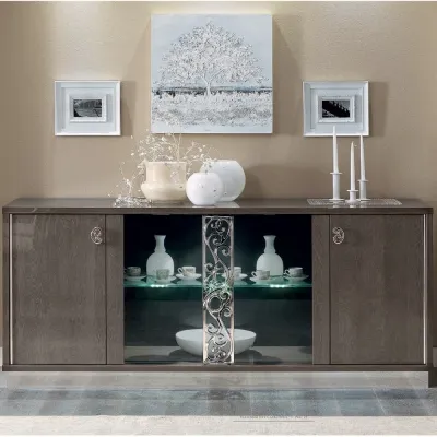 Modum Platinum Glass Door Buffet Sideboard - Silver Birch