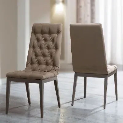 Modum Platinum Italian Capitonne Dining Chair - Silver Birch