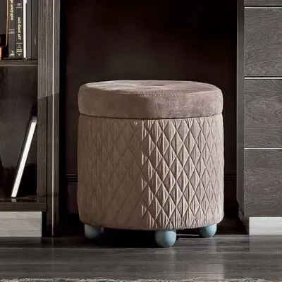 Modum Platinum Round Pouf - Taupe