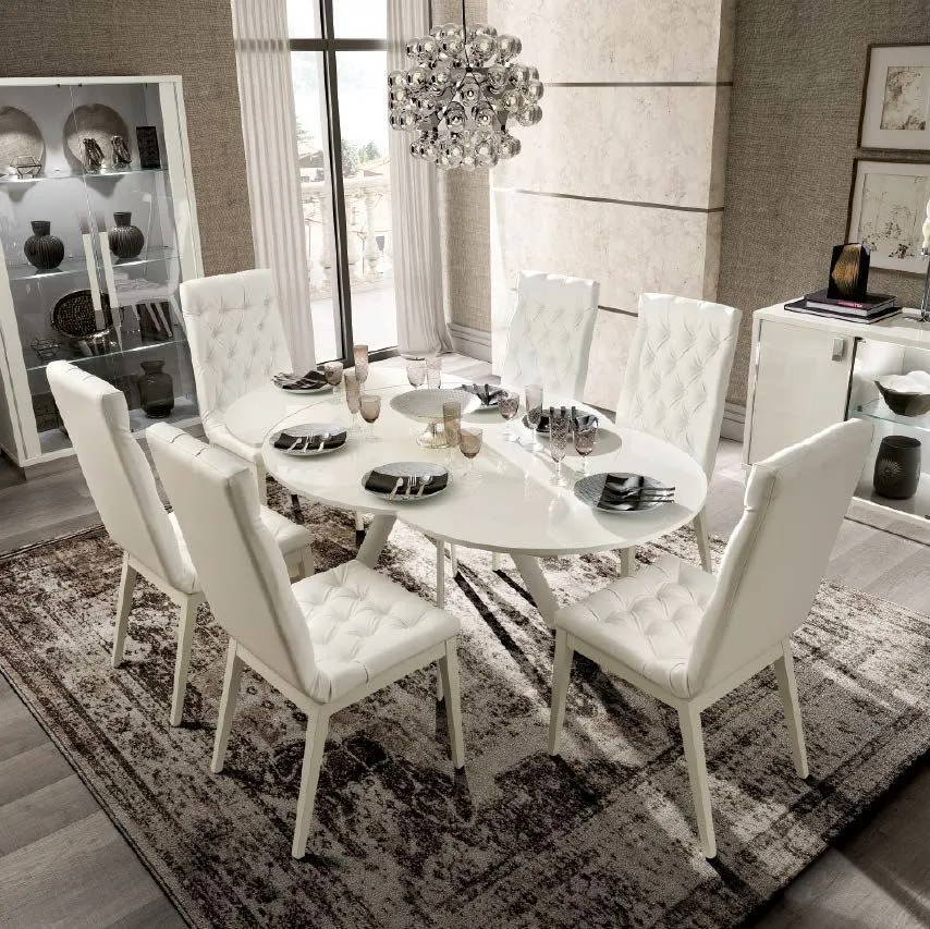 Modum Roma Capitonne Dining Chair - White, Leather