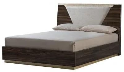 Modum Smart Bed Frame with Fabric Headboard - Walnut image