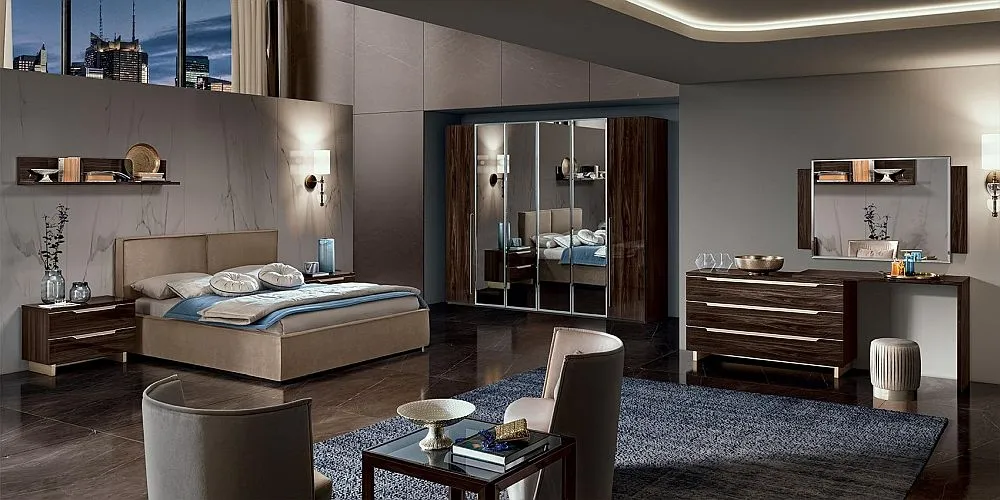 Modum Smart Walnut 2 Drawer Maxi Bedside Cabinet - Walnut