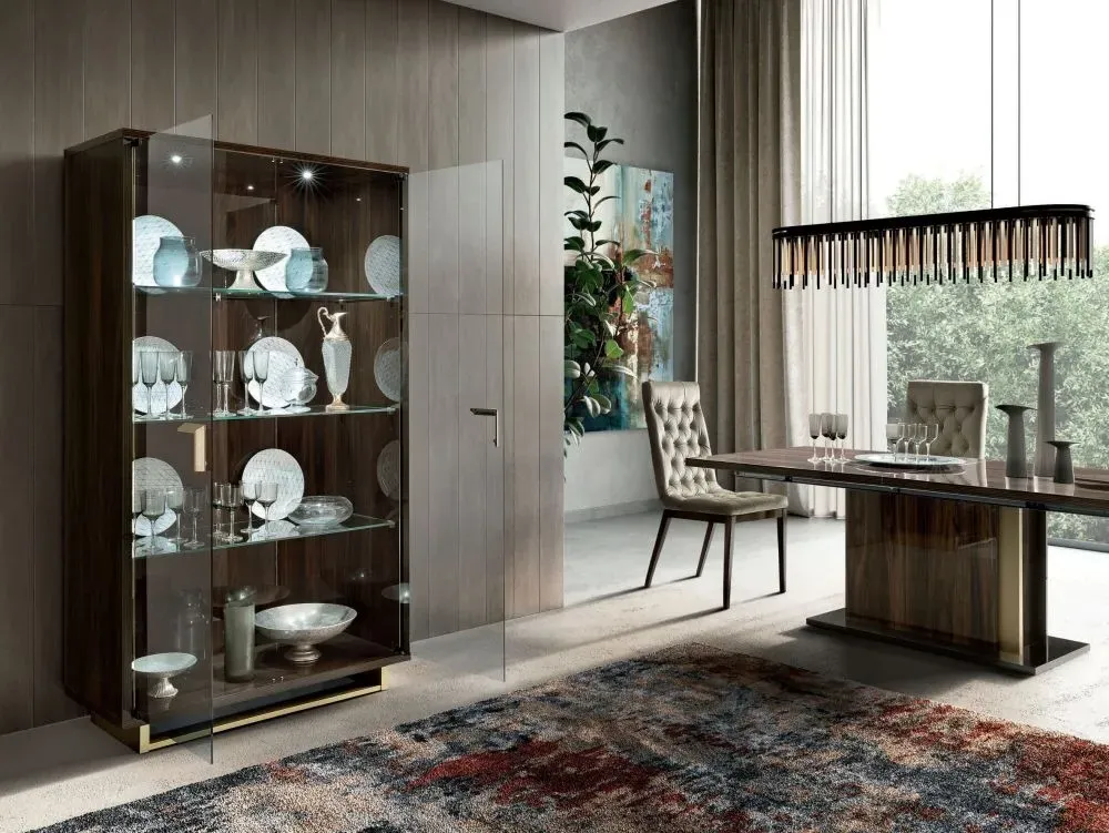 Modum Volare 2 Door Vitrine with Light - Walnut
